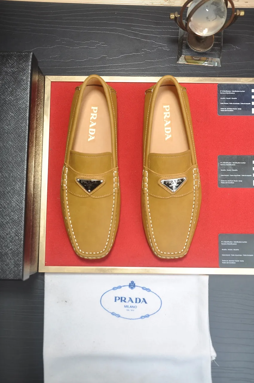 Men's Men's Shoes💰420💶【PRADA】 (High-end Niuli) New 🍀PRADA - Prada Doudou Shoes! Made of imported original cowhide, the inner top layer is comfortable cowhide lining! Original wear-resistant rubber outsole! High quality products! Code number 38-45 (45 customized)